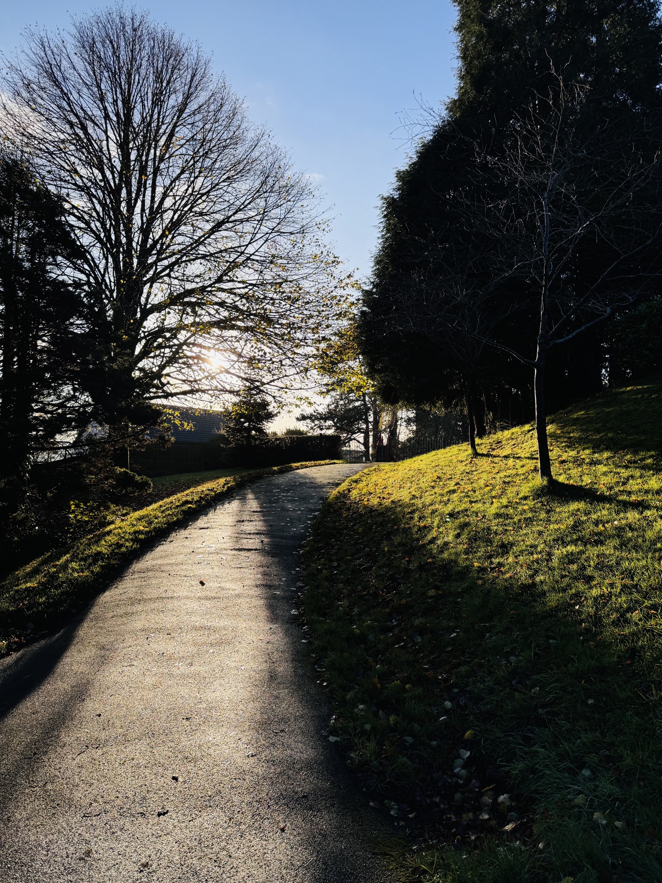 Sunny uphill path in Alexandra Park Penarth
