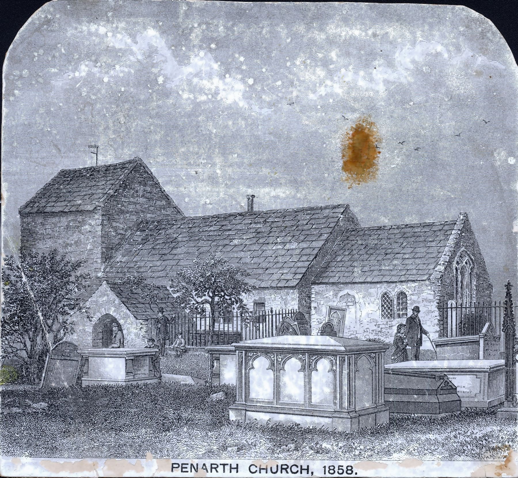The old medieval church of St Augustine's, Penarth, photographed in 1858