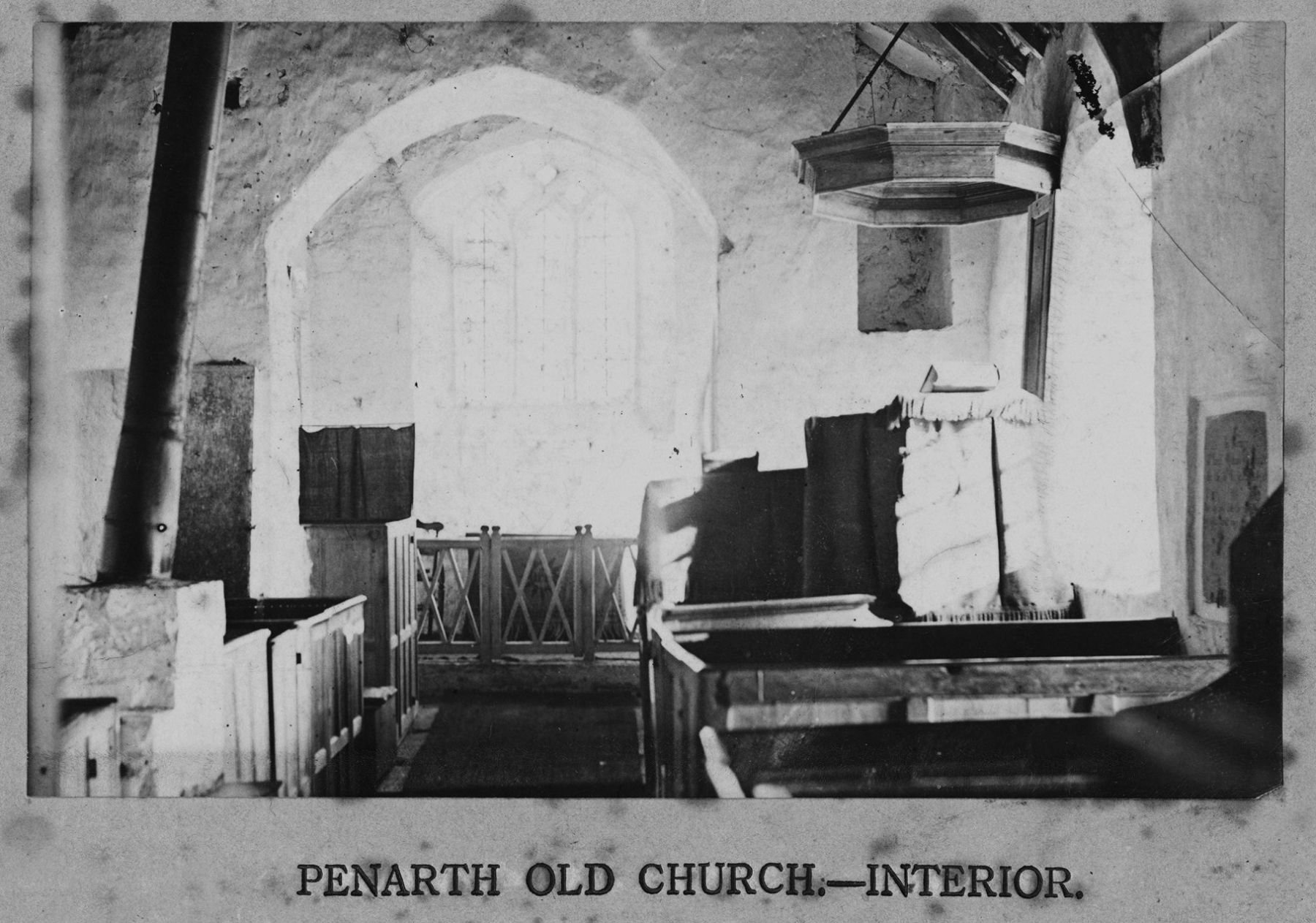 The interior of the old medieval church of St Augustine's, Penarth, before demolition