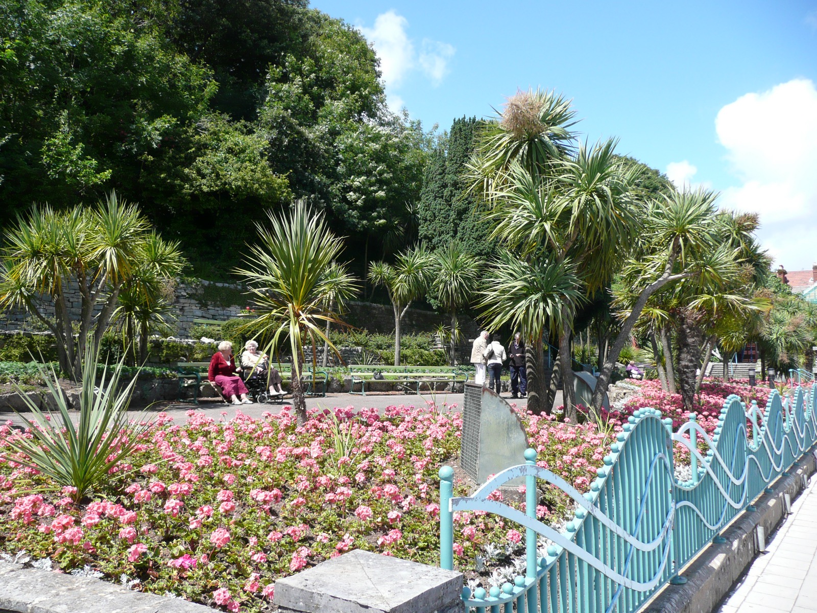 Italian Gardens Penarth in 2008 with flower beds and palms