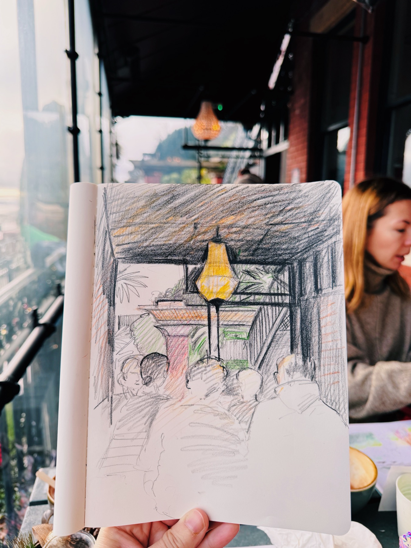 Cafe interior sketch near Italian Gardens Penarth