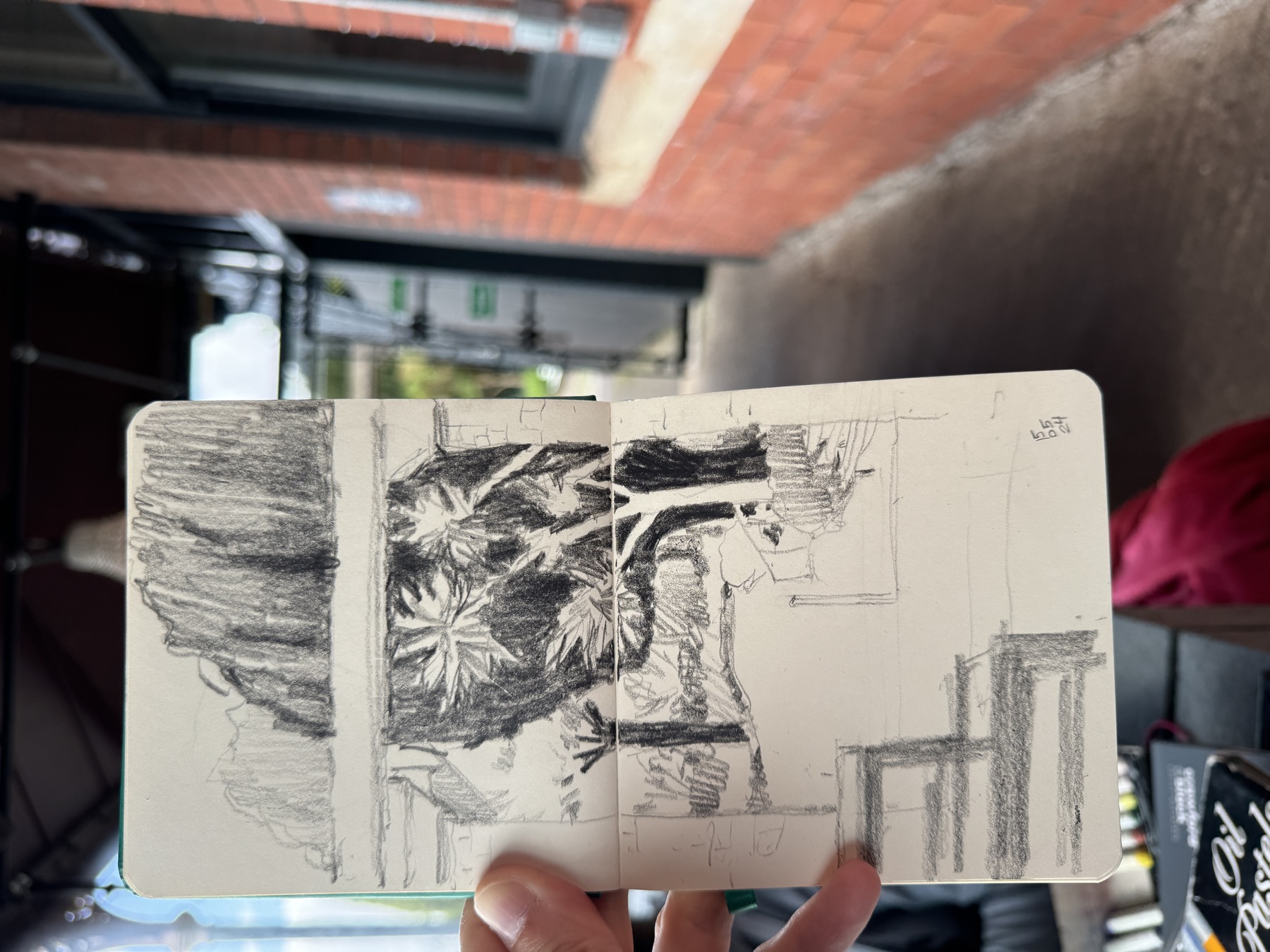 Pencil sketch made from the cafe near Italian Gardens Penarth