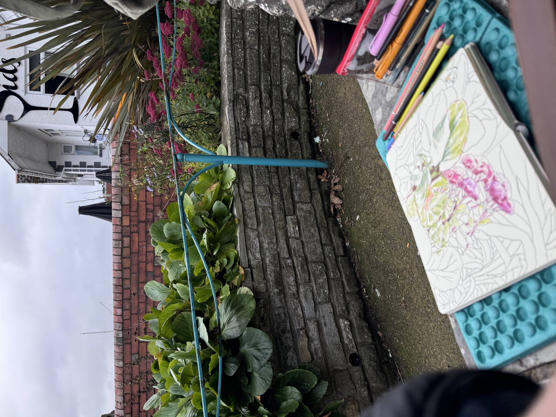 Rainy day sketching near Italian Gardens Penarth