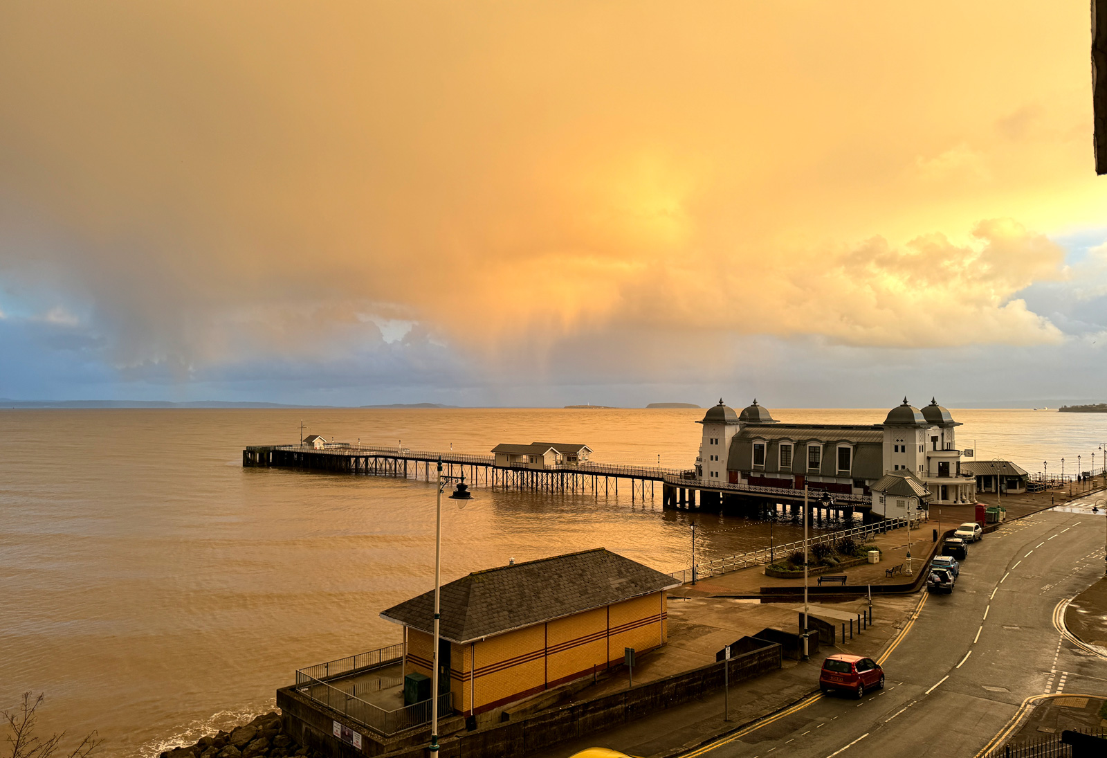 Penarth Pier in autumn light over the Bristol Channel