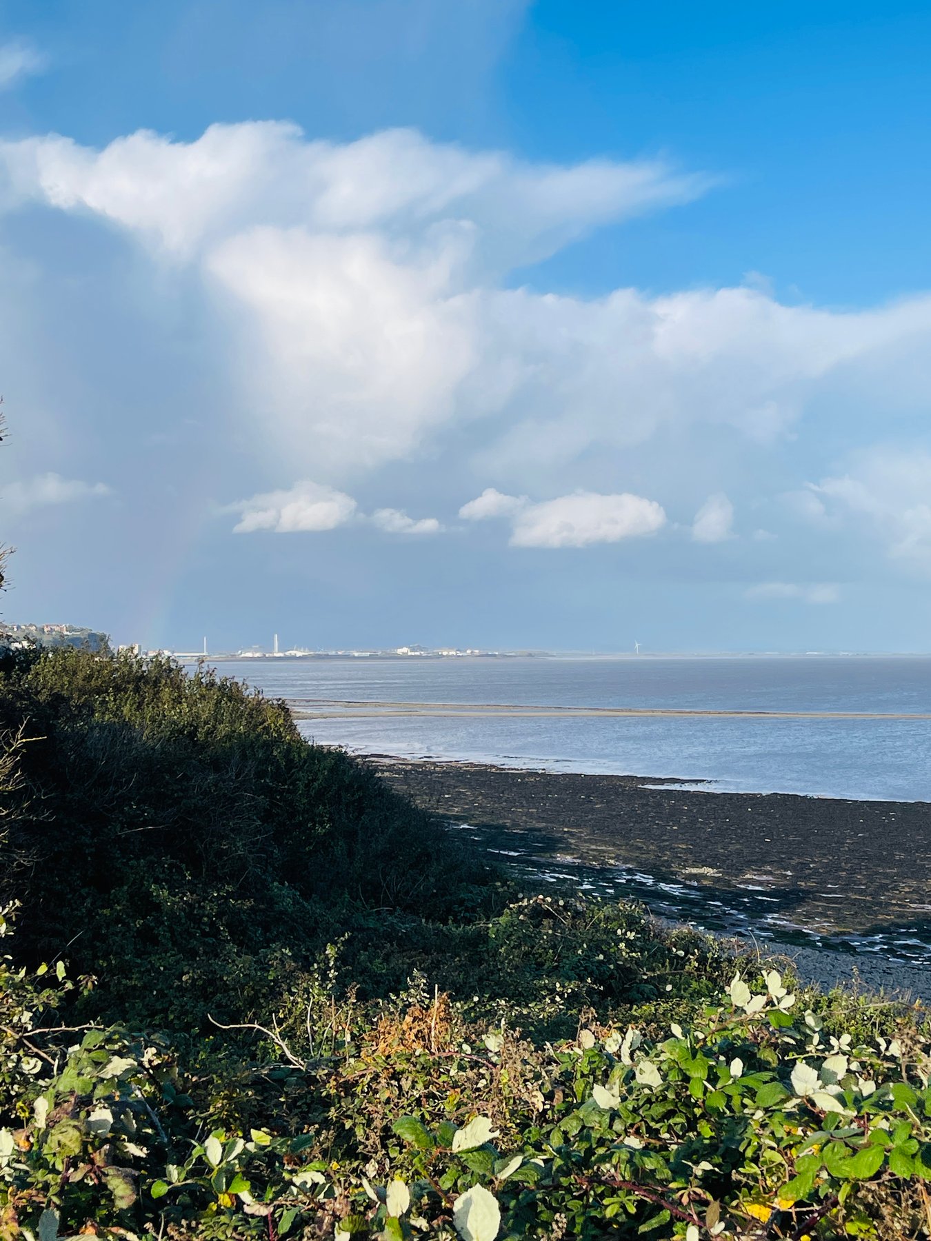 A rainbow over the Bristol Channel from the clifftop walk