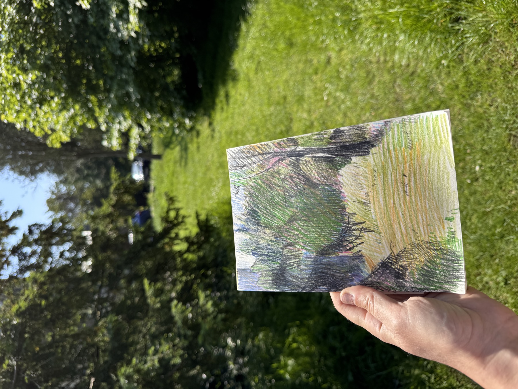 Colour sketchbook drawing in Victoria Square Penarth