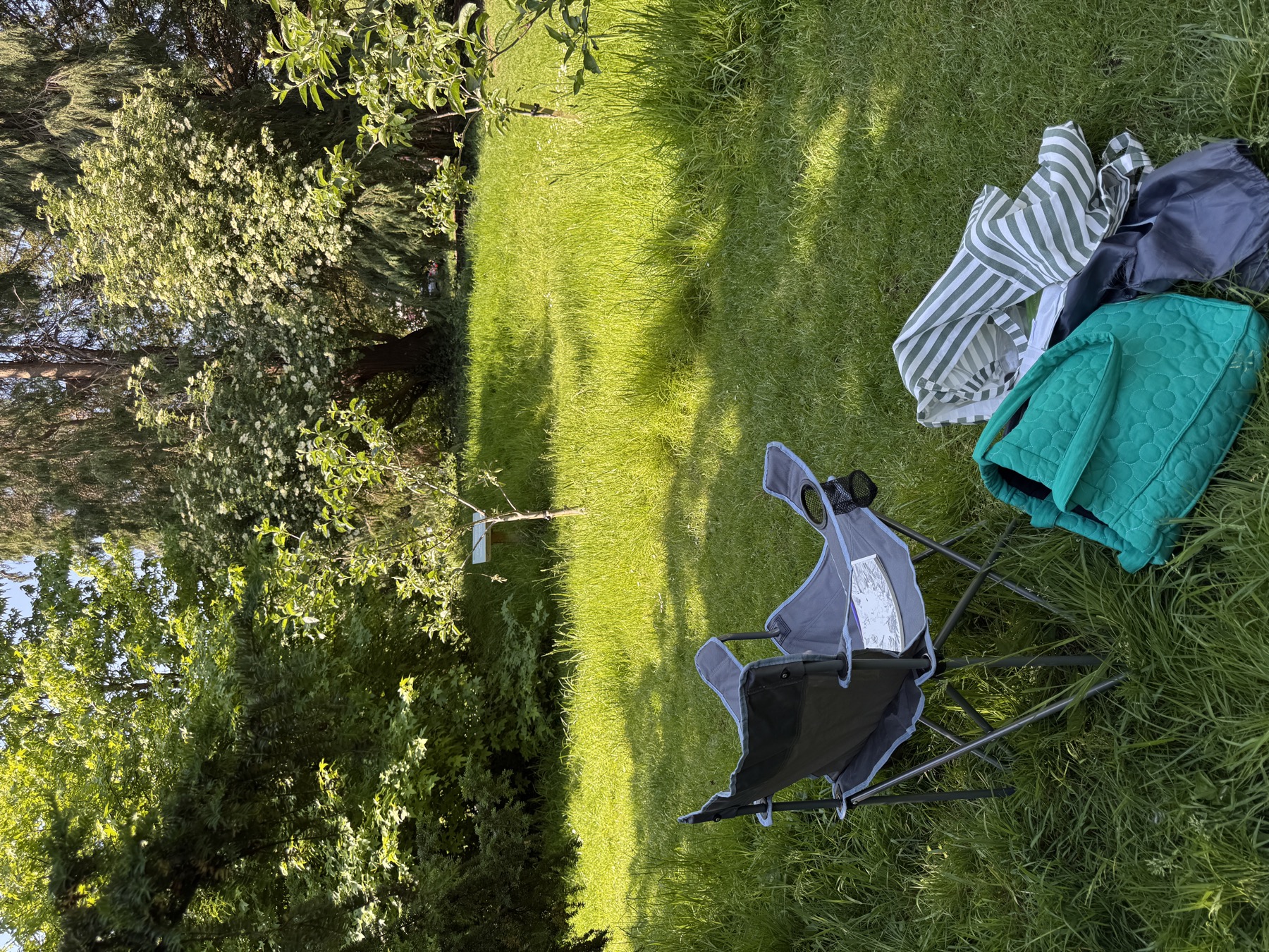 Sketching chair and materials during an outdoor meetup